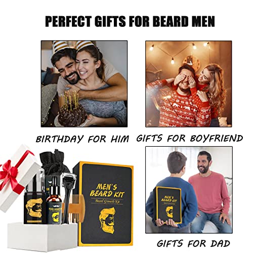 Beard Kit For Men Grooming & Care W/Beard Wash, 2 Packs Beard Growth Oil, Beard Comb, Balm, Brush, Pocketknife Comb, Storage Bag, Beard Brush, Razor Blades, Apron, Beard Scissor, Mens Beard Care Gift #TOP6