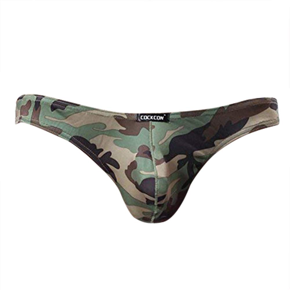 Mens Sexy Low Rise G-Strings and Thongs Briefs Bikini Underwear, XL:Waistline 33-35 inches, Camouflage