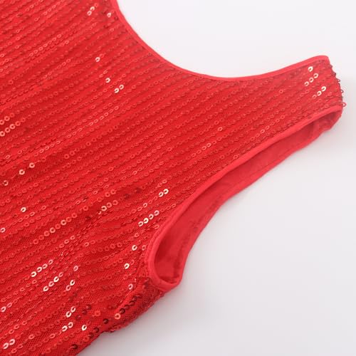 Image of Noomelfish Girls Sequin Tank Tops Sparkly Glitter Dance Sleeveless Shirt (5-12 Years)