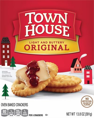 Town House Oven Baked Crackers, Party Snacks, Light and Buttery, Original, 13.8oz Box (1 Box)