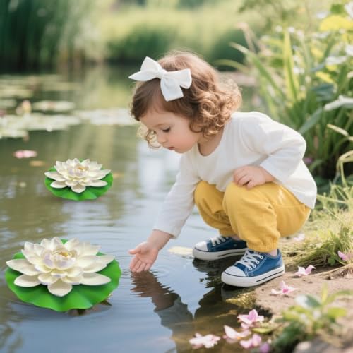 inkihuit Zestaw dekoracyjny mini stawu, kule do pływania do mini stawu, mały ogród, dekoracja stawu, 6 kul do pływania, 2 kwiaty lotosu, 2 karpie koi, 4 mini żaby, dekoracja stawu, dekoracja ogrodowa