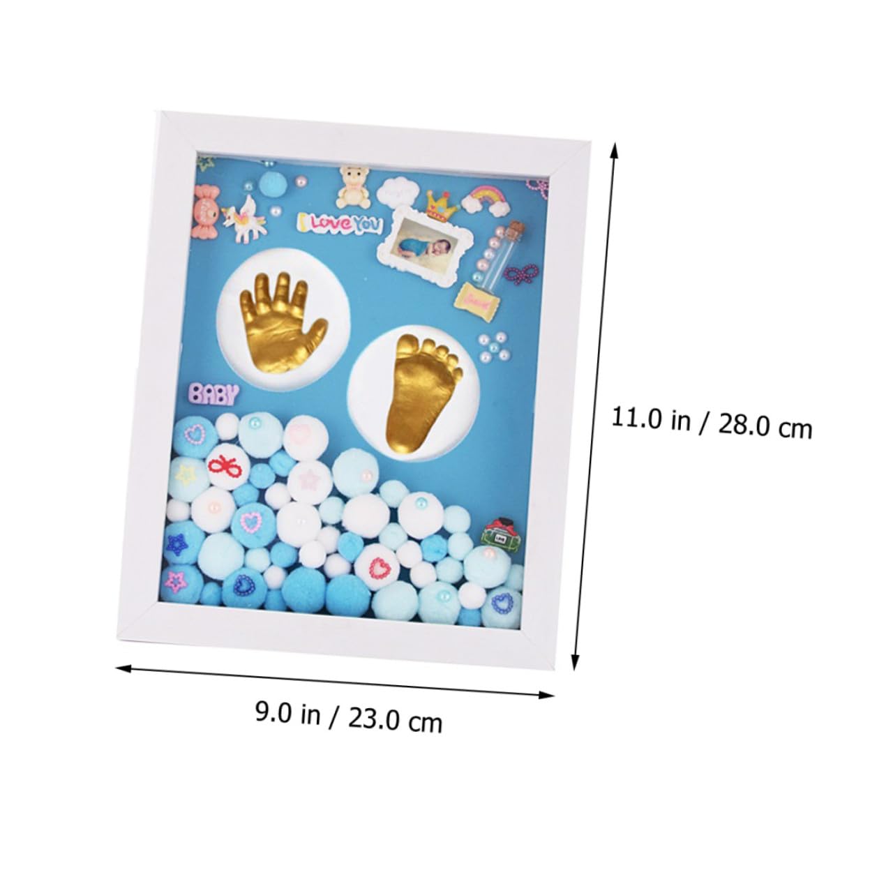 Toyvian Set Portafoto Ricordo Ragazzo Ragazza Cornice Blu e Impronte Mani e Piedi Scatola dei Ricordi per Ragazzo Ragazza Kit Fai da Te per Registrare Crescita e Souvenir Nascita