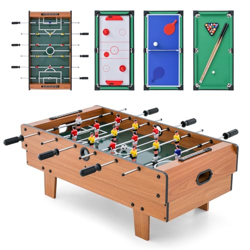 KOTEK 4-in-1 Game Table, 32\" Multi Game Table w/Pool Billiards, Hockey, Foosball and Table Tennis, Combo Game Tables for Home, Game Room, Play Room, Bar, Party, Arcade