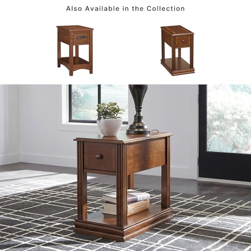 Signature Design by Ashley Breegin Narrow Chairside End Table | Rich dark brown wood veneers, Deep storage drawer with removable PVC tray, Compact 13-inch width fits tight spaces - image 6