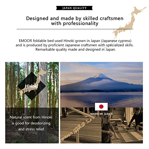 Emoor Folding Platform Bed Frame Unfinished Solid Cypress Wood Slats With Casters, Wide-Twin W42Xd83In, Made In Japan #TOP2