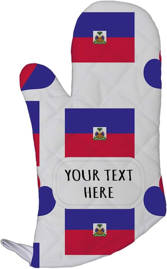 Polyester Oven Mitt Custom Haiti Seal Country Flag Heart Pattern Adults Kitchen Mittens