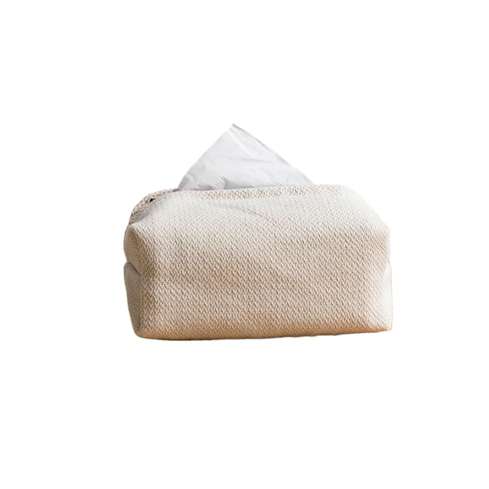 Aimanqi Beige Linen Tissue Box Napkin Holder For Living Room Table Tissue Boxes Container Home Car Papers Dispenser Holder(Beige)