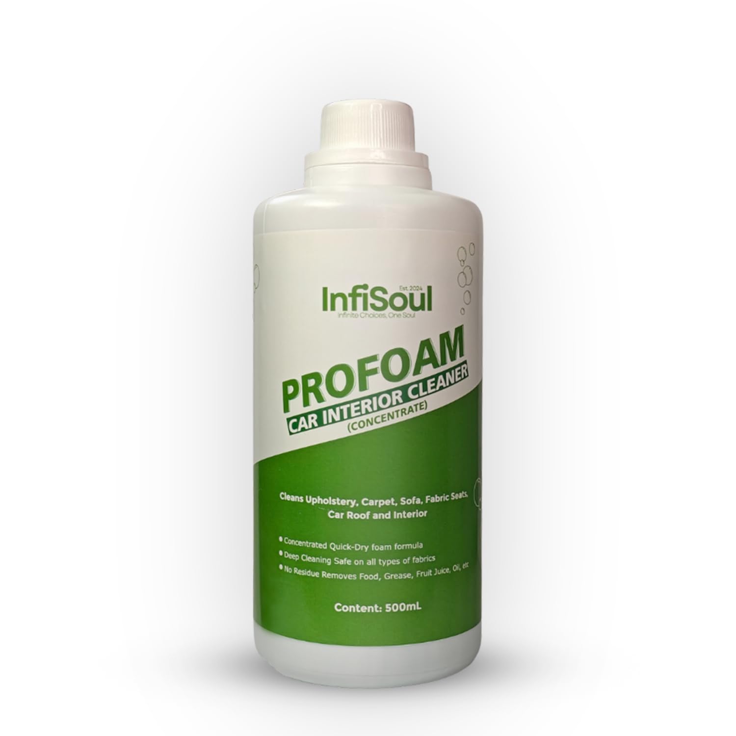InfiSoul PROFOAM Dry Foam All Purpose Interior Cleaner Shampoo | Multi-Surface Cleaning Foam for Car Interior, Fabric, Upholstery, Carpet & Home Use | Powerful Deep Cleaning Formula - 500ml-image-3