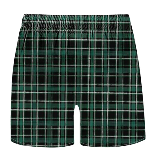 Men's Checkered Shorts Loungewear Short Pants Leisure Color Blocking Plaid Drawstring Elastic Waist Loose Shorts3