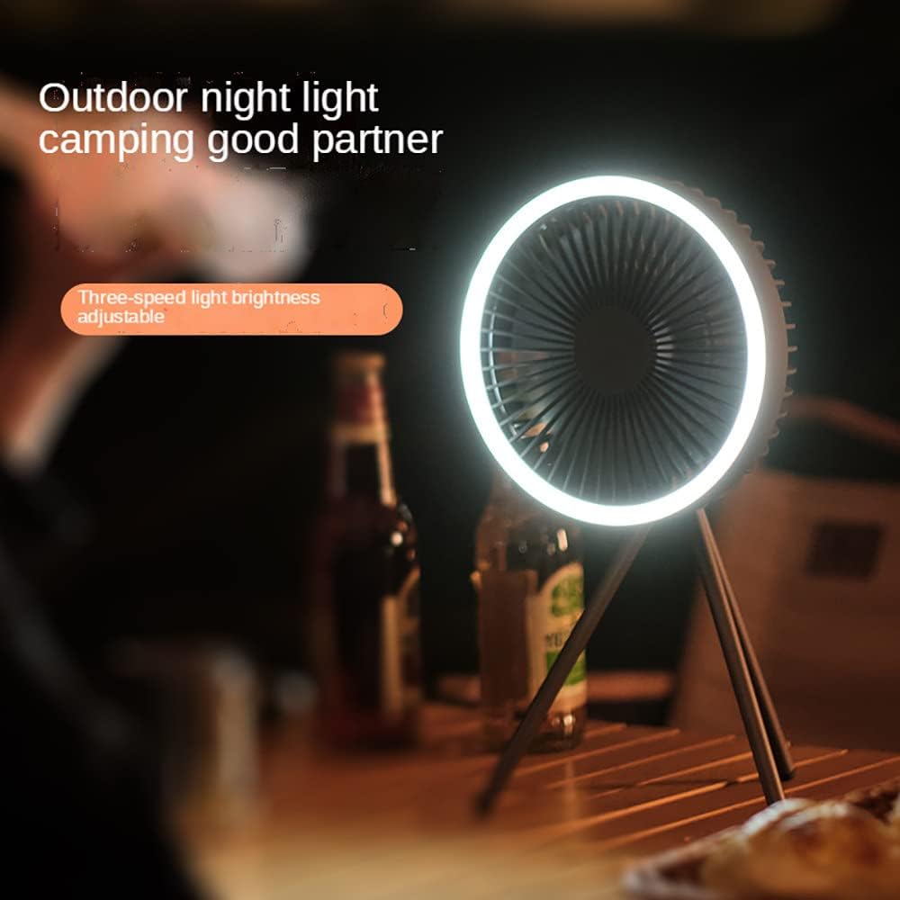 Portable USB Tripod Fan Outdoor Camping Lighting Fan Multifunctional Rechargeable Mini Ceiling Fan for Home Desktop Tent,Grey