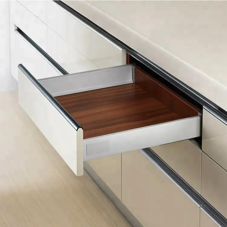 Image of DBR Innotech Drawer for Modular Kitchen & Office Tandem Box with Full Extension Double-Walled System with Railing Pack of 1 Set (4 x 20 Inche, White)