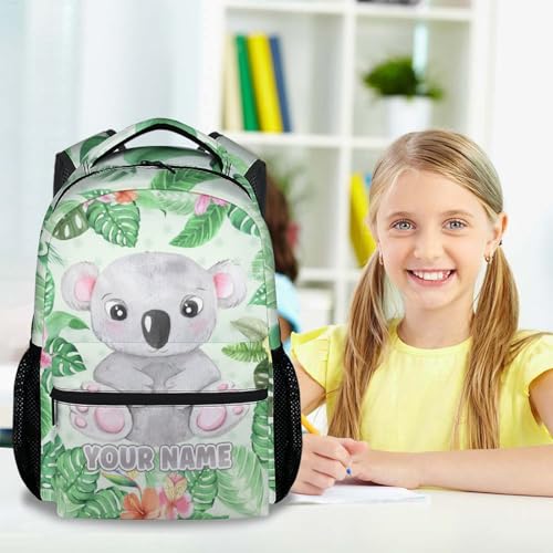 Personalized Koala School Backpack for Boys - 17 Inch Green Backpacks for Kids - Lightweight Cartoon Bookbag for Elementary2