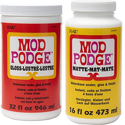 Mod Podge Waterbase Sealer, Glue and Finish Set (32 oz Gloss + 16 oz Matte)