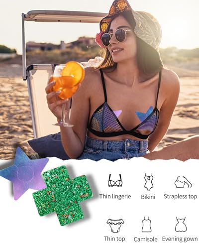 Image of CICKEE Pasties Rave Pack - 15 Pairs Nipple Covers Stickers - Disposable Sticky Breast Petals