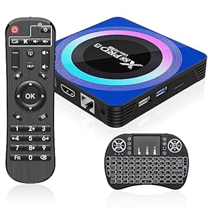 Android 13.0 TV Box, 6K 8K Android Box with 4GB RAM 64GB ROM RK3528 Quad-Core Support WiFi6 2.4Ghz/5.0Ghz HDR10 BT 5.0 H.265 USB 2.0 3.0 3D Ethernet with Mini Backlit Keyboard