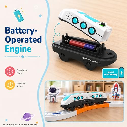 Image of Lifelong Space Trainset 33 PCS | Battery Operated Toy Train Set | DIY Train Track Set with Lights & Sounds | Magnetic with Space Theme Train Set for Kids 3-7 Years (LLCRCT04)
