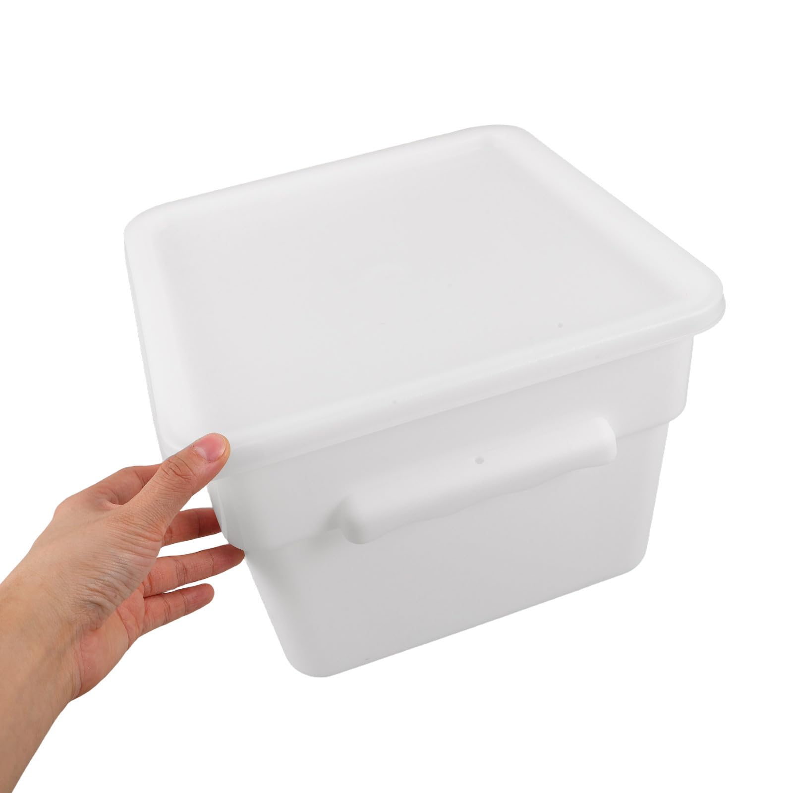 POPETPOP Contenitore Quadrato in Plastica con Coperchio 12l Bianco | Manico Integrato, Adatto per Cucina e Meal Prep, Dimensioni 29, 00x29, 00x21, 00cm