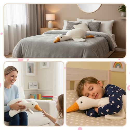 DvBCNMe Ente Kuscheltier, Gans Kuscheltier, Weiches Plüschtier Für Kinder, 50 cm Große Gans Spielzeug, Plüschtier Gans, Schlafbegleiter