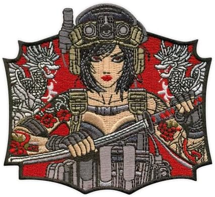 Japanese Tactical Girl - Yakuza Tattoo - Wakizashi Knife - Morale Patch - Black VeIcro/Hook and Loop Backing - Embroidered Patch/Badge/Emblem image 2
