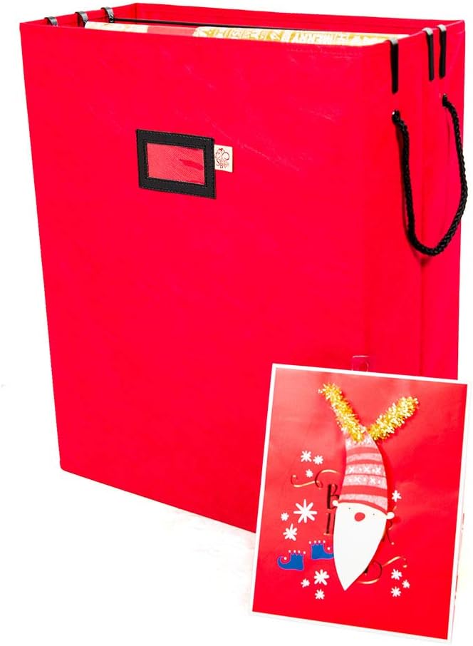 [Gift Bags with Tissue Paper Storage Bag] - Protect All of Your Tissue Paper Gift Wrap | Zippered Pockets for Bows, Ribbon, Scissors, and More - (Red)