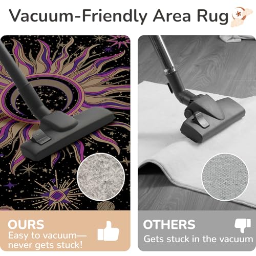 Image of Vacuum-Friendly, 8x10 Washable Area Rug, Black Purple Beige