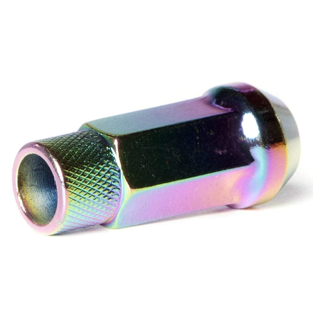Circuit Performance Forged Steel Extended Open End Hex Lug Nut for Aftermarket Wheels: 12x1.5 Neo Chrome - 20 Piece Set + Tool