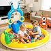 Inflatable Splash Pad for Kids - Monster Spray Pool Set with Slide Sprinkler Toss Rings & Balls, 70