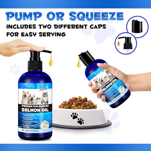 Lachsöl für Hunde & Katzen 250ml - Premium Omega-3-6 aus Alaska | Unterstützt Haut, Fell & Gelenke | Für alle Rassen & Altersstufen | Nachhaltig gefangen | Kaltgepresst | 100% Human Grade