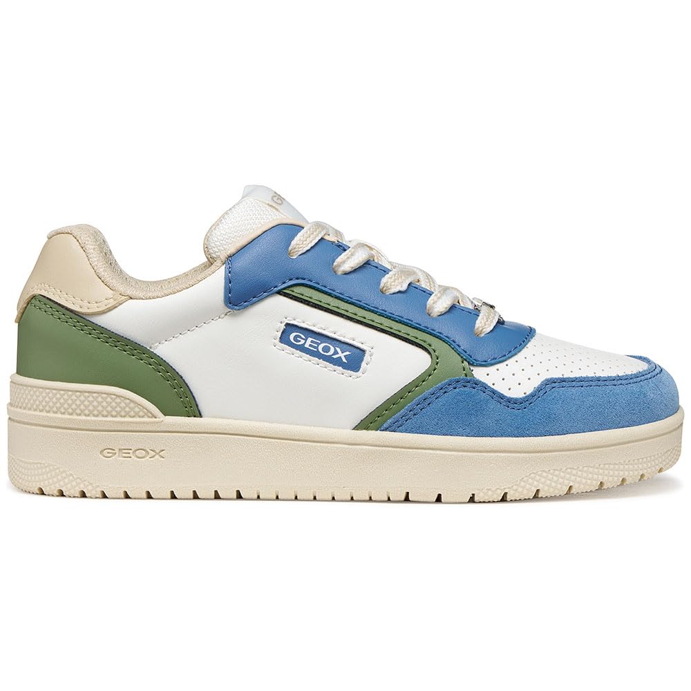 Geox Boy's J Washiba D Sneaker, White Dk Sky, 1.5 UK