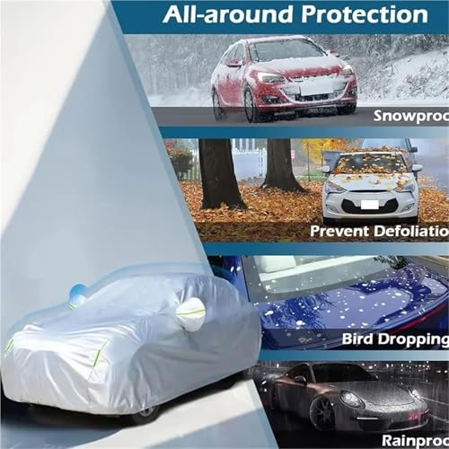 6 Layers Car Cover Waterproof All Weather for Automobiles, Outdoor Full Cover Rain Sun UV Protection with Zipper Cotton, Universal Fit for Sedan (184-193 inch)