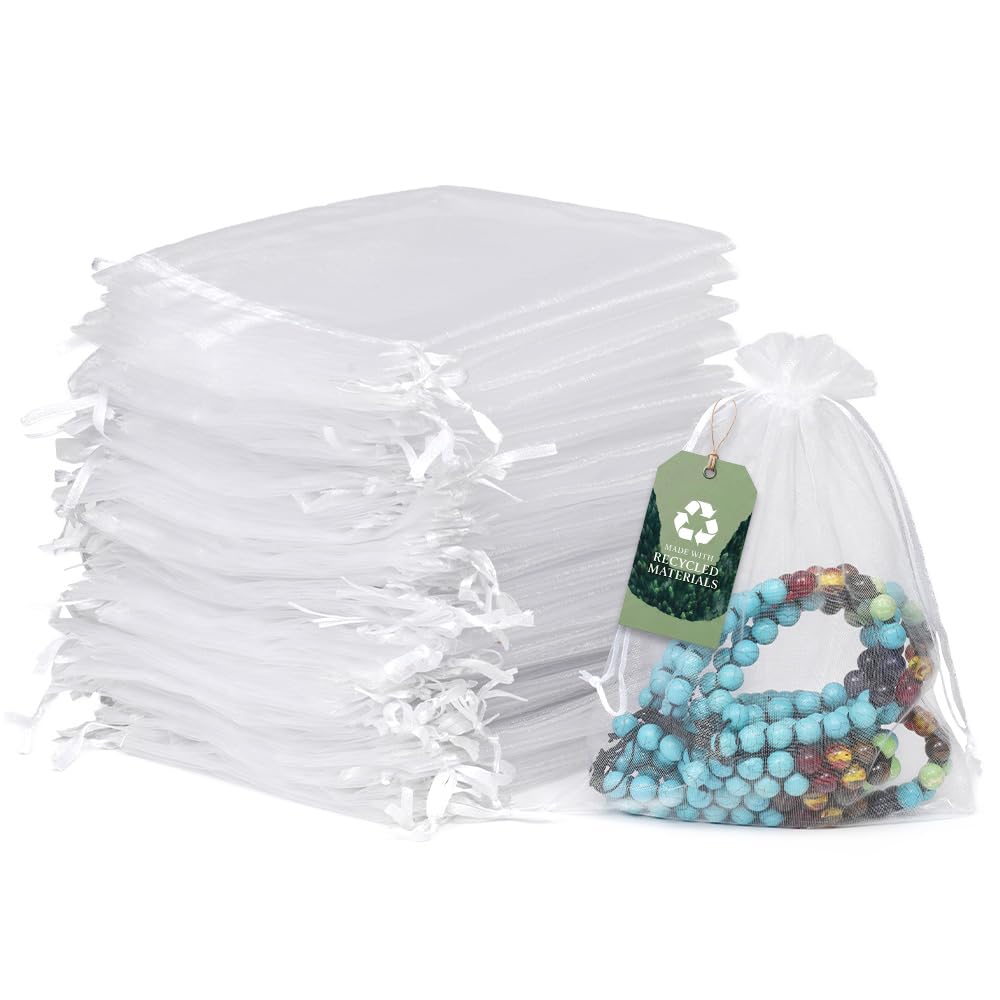 Meowoo 100PCS Organza Bags (4x6inch, White)
