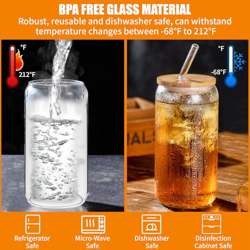 Dinhauyon Glass Cups with Lids and Straws, Iced Coffee Cup - Image 3