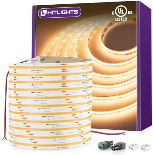 HitLights COB LED Strip Lights Warm White 2700K, 32.8ft Premium H...