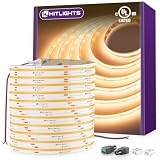 HitLights COB LED Strip Lights Warm White 2700K, 32.8ft Premium High Density 24V Tape Light, 5120 LEDs, 350+ LM/FT, CRI 90+, IP30, Lighting for Kitchen, Cabinets, UL Listed (Power Source Not Included)