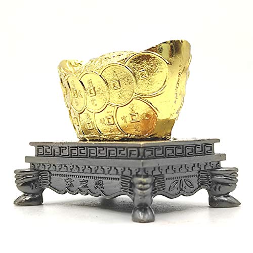 Image of Plus Value Feng Shui Ingot Chinese Golden Boat Wealth Symbol Statue Showpiece Home & Office Decor (5 x 3. 2 x 4. 5 Cm, Gold), Brass