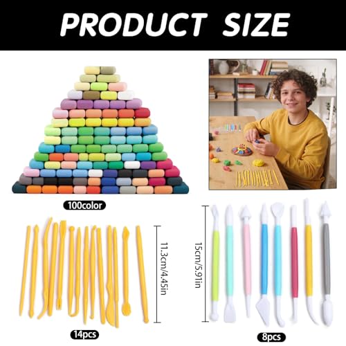 Arcilla polimérica de 100 colores con 22 herramientas para niños y adultos 2