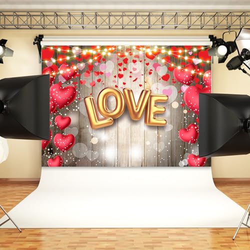 Image of Valentine's Day Backdrop, 7x5FT Red Heart Party Decor