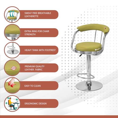 Image of GOYALSON Classic Height Adjustable and Revolving Bar Stool Kitchen Chair (4, Green)