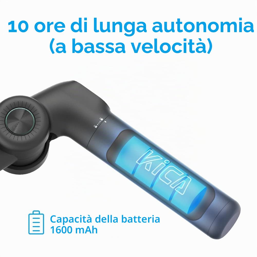 Kica Evo Pistola Massaggio Muscolare Profondo a 6 testine,testa riscaldante a 3200RPM,per il rilassamento muscolare e il sollievo dal dolore