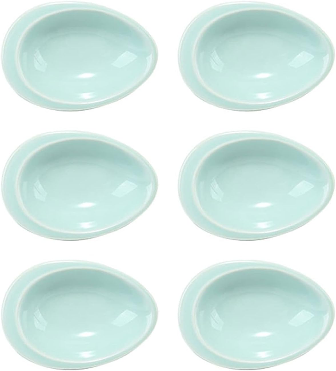 Snack Plate 3.82 inch Soy Sauce Dish Ceramic Teardrop Mini Appetizer Plates Dipping Bowls Snack Dessert Dishes Sushi Ketchup Seasoning Dishes(6pcs) Snack Tray