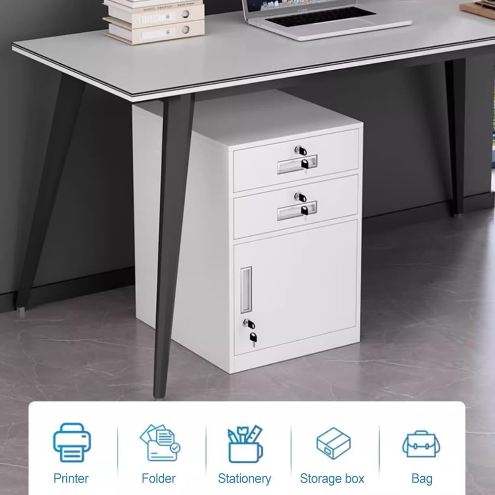 Archivador vertical de metal con cerradura, ideal para carpetas de tamaño A4 y solución de almacenamiento seguro de oficina