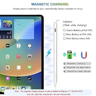 HATOKU Pencil 2nd Generation for iPad: Magnetic Wireless Charging (Air 4/5, Mini 6, Pro 11/12.9" 2018-2023) + USB-C Fast Charge - Stylus Pen for iPad 6-11, Pro 11"/12.9" M4 M5, Air 3-5/M2/M3, Mini 5/6