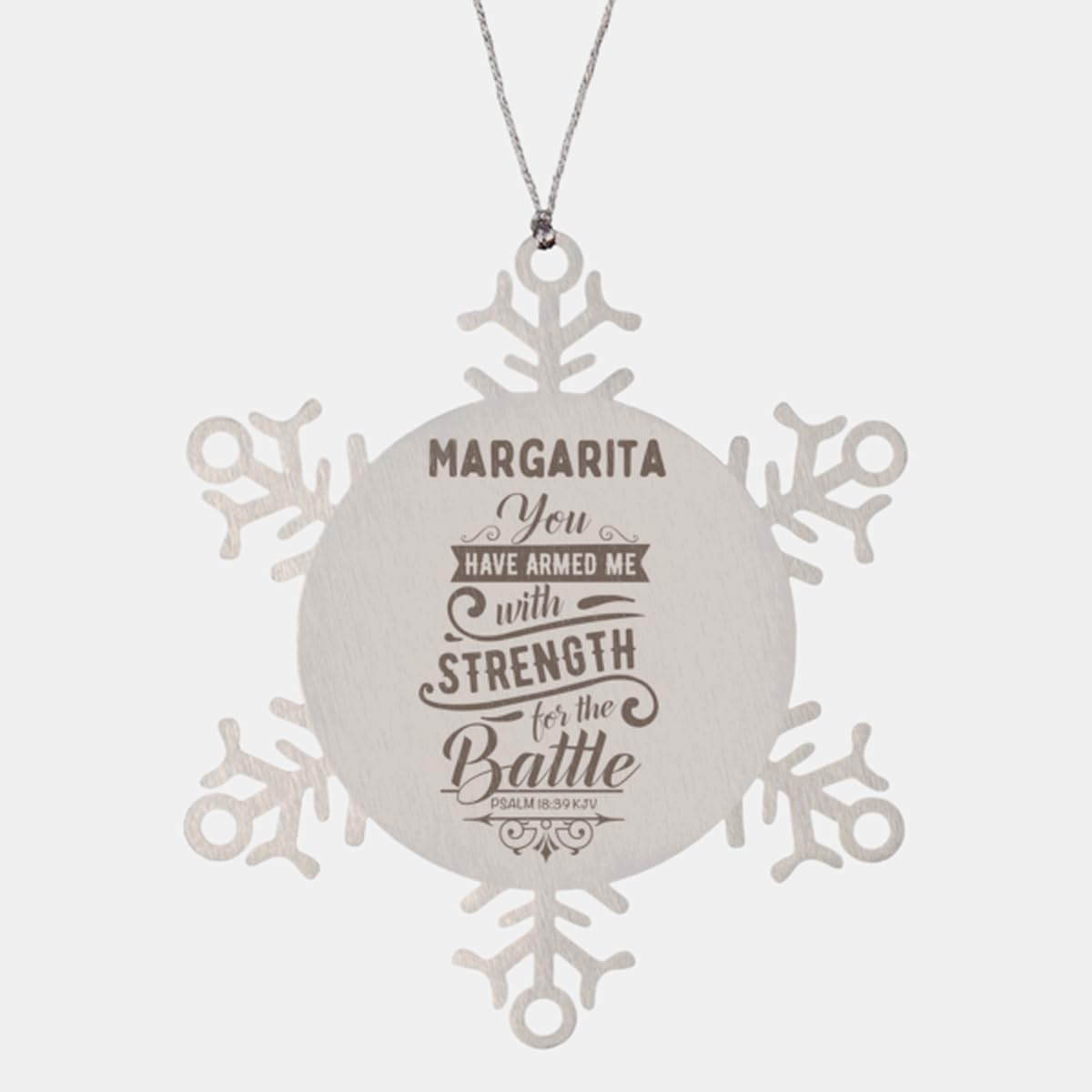 Bible Verse Margarita Christmas Ornament Gifts for Margarita You Have Armed Me with Strength for The Battle, Psalm 18:39 KJV Margarita Rope Bracelet Religious Quotes Christian Inspirational for B