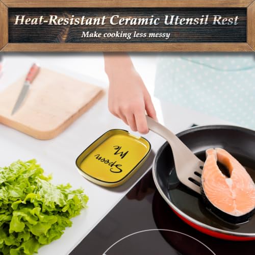 Image of Yellow Spoon Rest for Stove Top, Ceramic Large Spoon Holder, Spoon Rest for Kitchen Counter, Heat-Resistant Cooking Utensil Rest, Yellow Kitchen Decor and Accessories