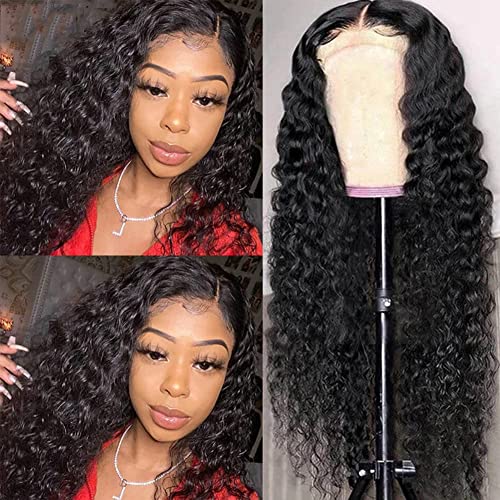 AliBonnie Brazilian Virgin Deep Wave Human Hair Wigs Deep Curly Human hair Lace Closure Wigs Free Part
