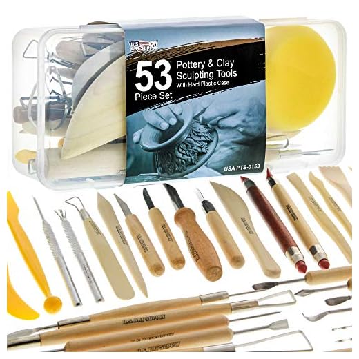 U.S. Art Supply 53 Piece Pottery & Clay Sculpting Tool Set with Hard Plastic Storage Box