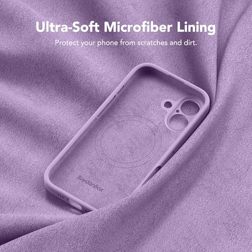 Image of Magnetic for iPhone 16 Case, Compatible with MagSafe, [Screen Protector + Full Camera Protection], Silicone Shockproof Anti-Scratch Protective Phone Case for iPhone 16 6.1 inch, Light Purple