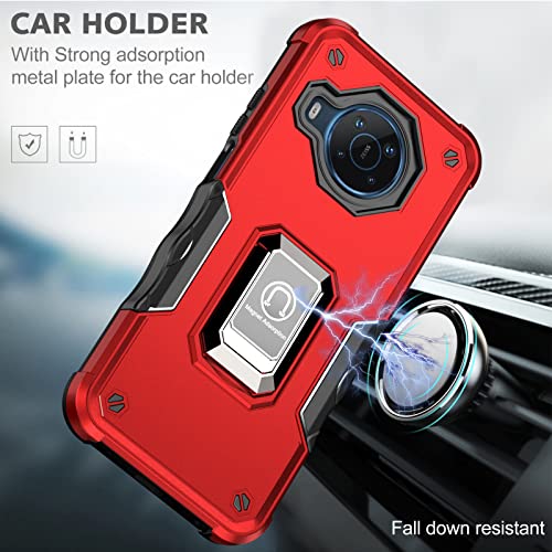 Lokyoo For Nokia X100 6.67 Inch Case, Metal Ring Magnetic Support Kickstand, Drop Tested Cover, Compatible With Magnetic Car Mount, Protective Phone Case For Nokia X100 Case-Red #TOP2