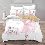 Ballerina Girls Bedding Set Twin Full Queen King,Lightweight Microfiber Princess Comforter Cover Set...