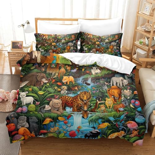 Housse de couette jungle 3D microfibre抗皱拉链大号被套260x220 - 2